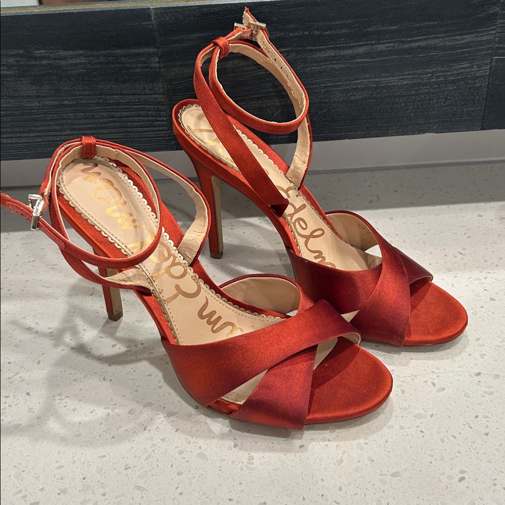 Sam Edelman Red Satin Heels - Picture 2 of 7